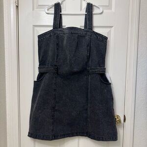 Jessica Simpson Denim Jean Overall Dress Black Gray Wash Plus Size 1X NWT